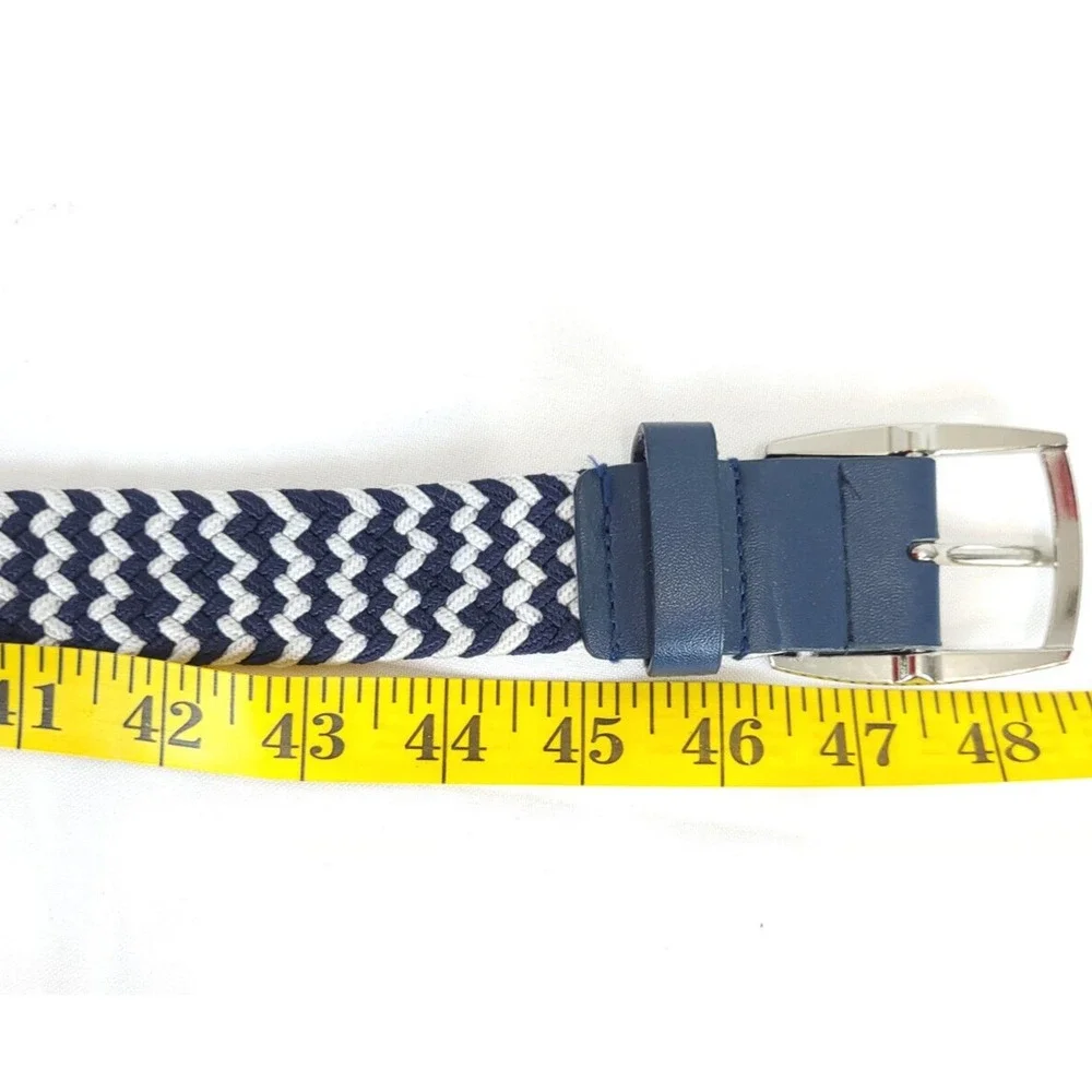 Five Four Belt Navy Blue White Woven Chevron Men Size‎ L Causal Preppy Nautical